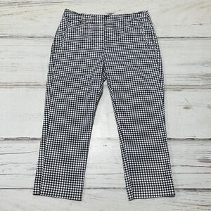 Adrianna Papell Capris Pants Crop Black White Check Plaid 6